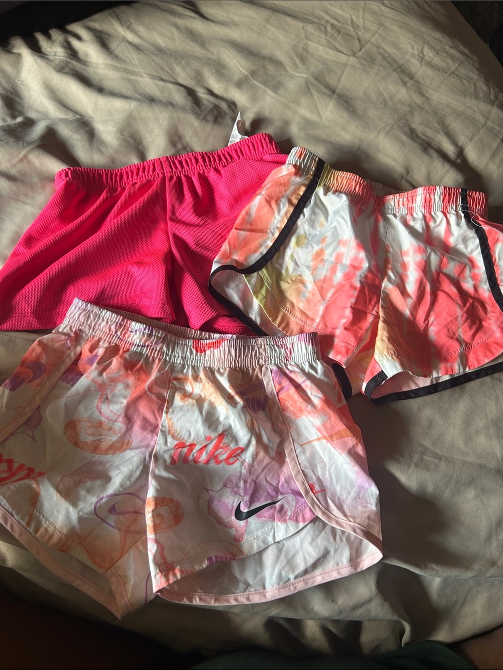 Nike Girls' Pink & Tie-Dye Athletic Shorts - 3-Pack